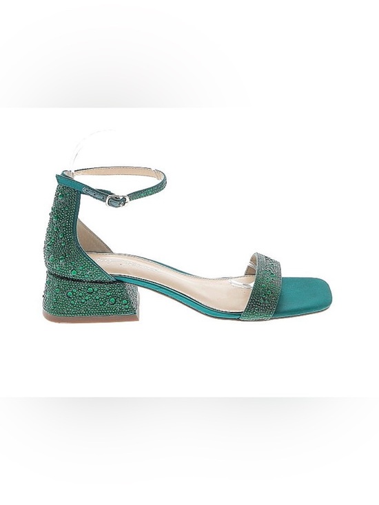 Betsey Johnson Shoes - Betsey Johnson Emerald Green Jeweled Block Heel Sandal